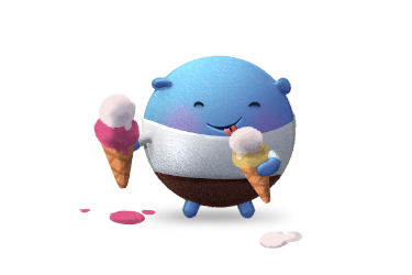 Doptelet Platelet Character Eating Two Ice Cream Cones