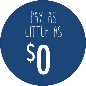 "Pay as Little as $0" Doptelet Copay Icon